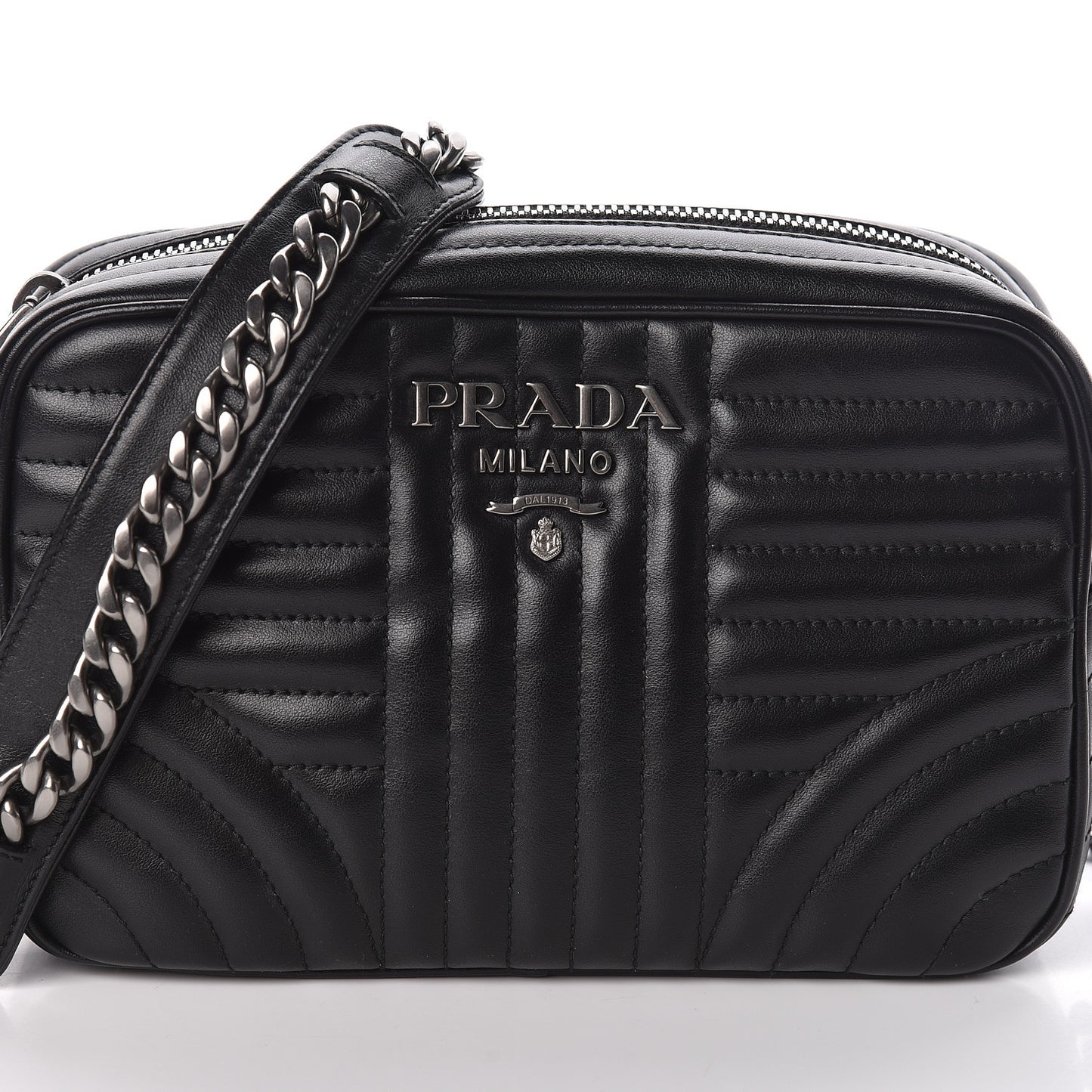Soft Calfskin Diagramme Crossbody Bag Black