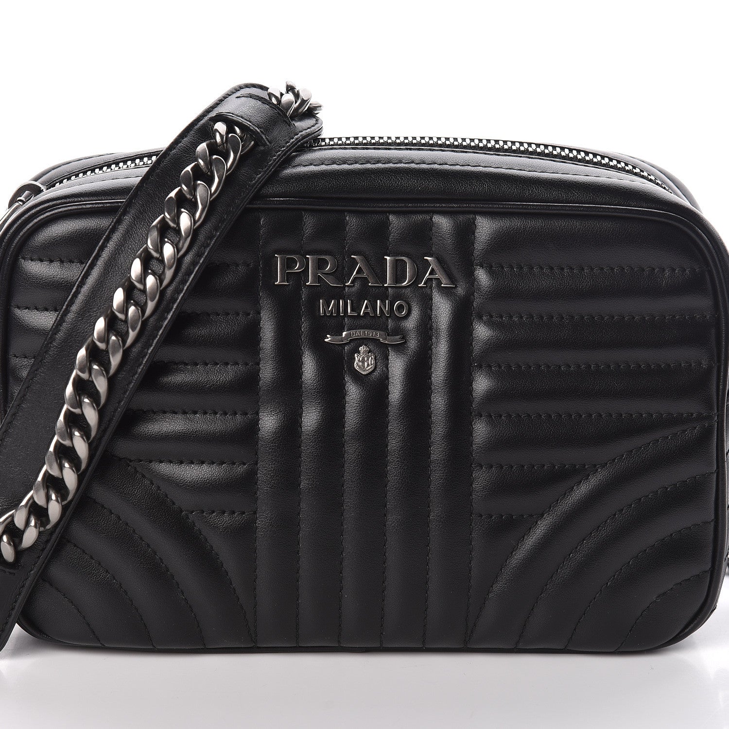 Prada Soft Calfskin Diagramme Crossbody Bag Black 9 of 9