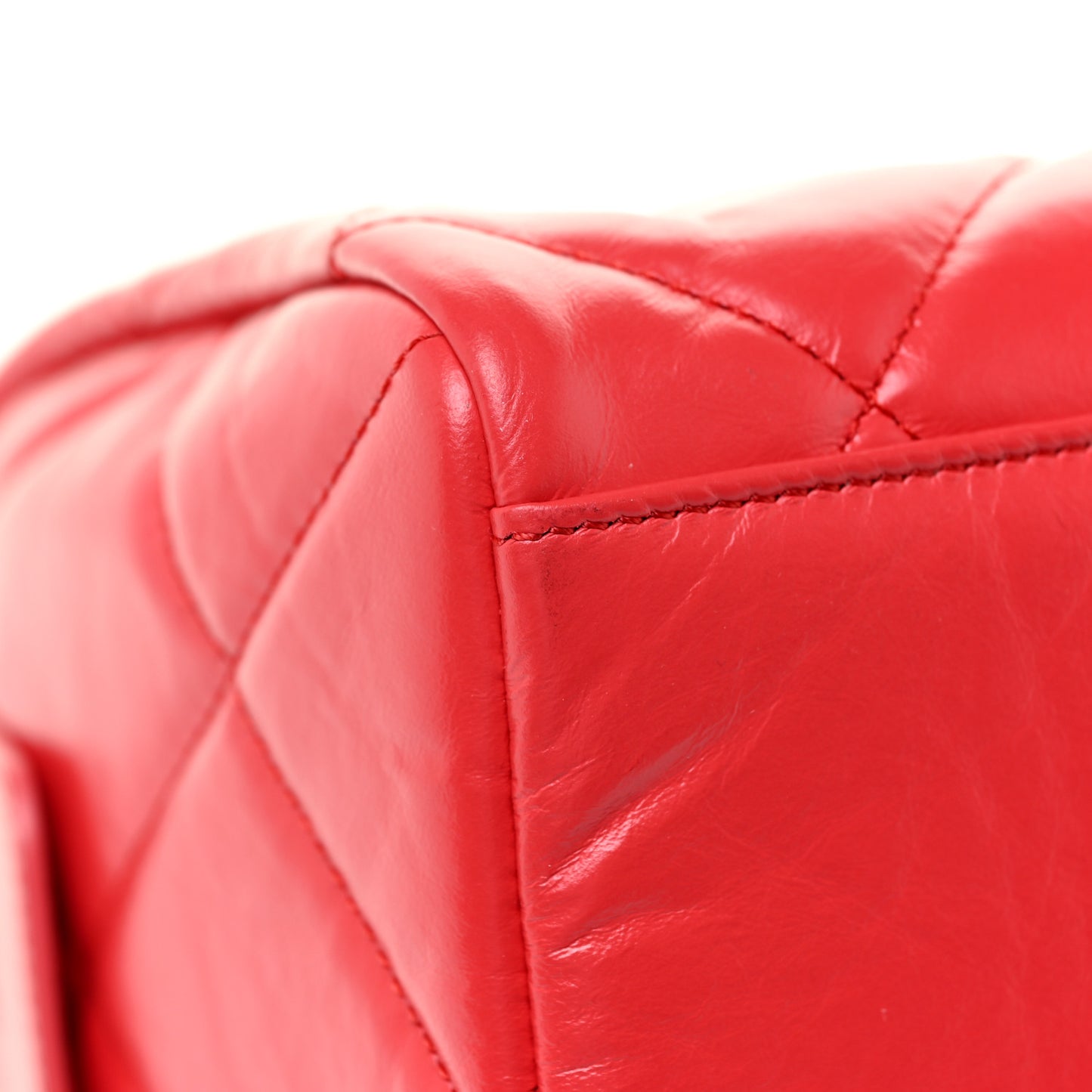 Calfskin Quilted Small CC Bowling Bag Red