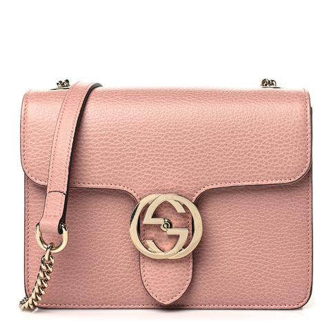 Dollar Calfskin Small Interlocking G Shoulder Bag Soft Pink