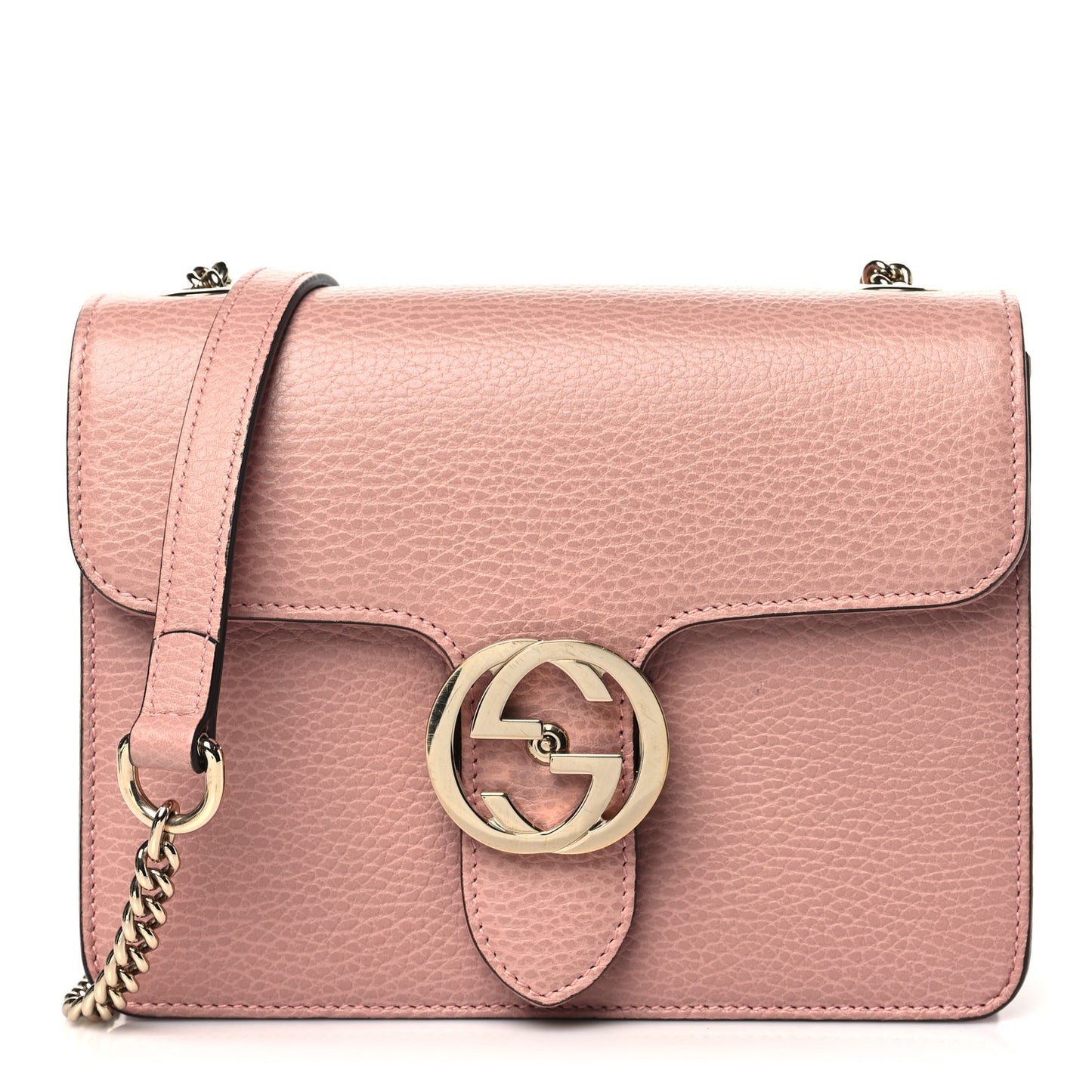 Dollar Calfskin Small Interlocking G Shoulder Bag Soft Pink