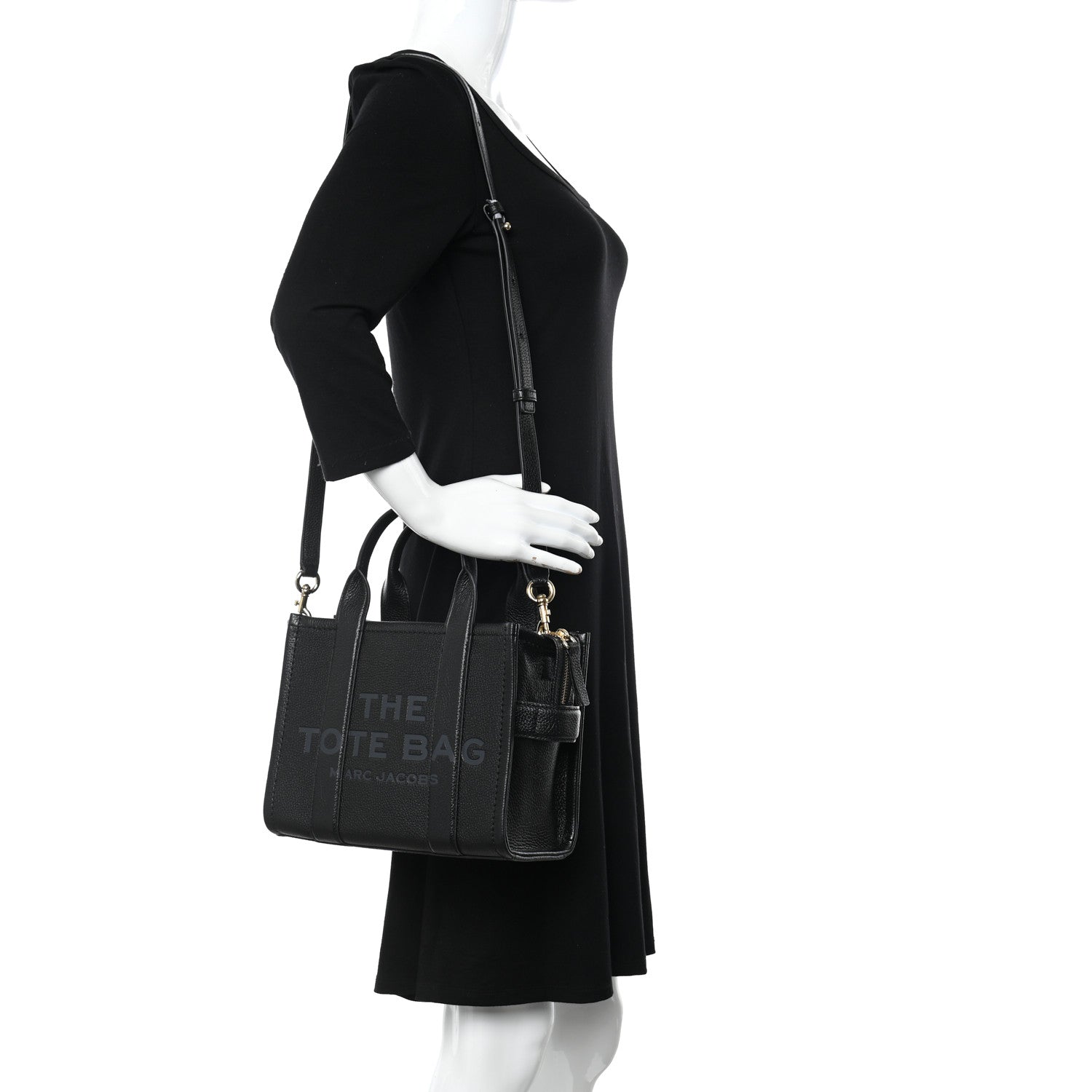 Marc Jacobs Grained Calfskin Small The Tote Bag Black 2 of 13