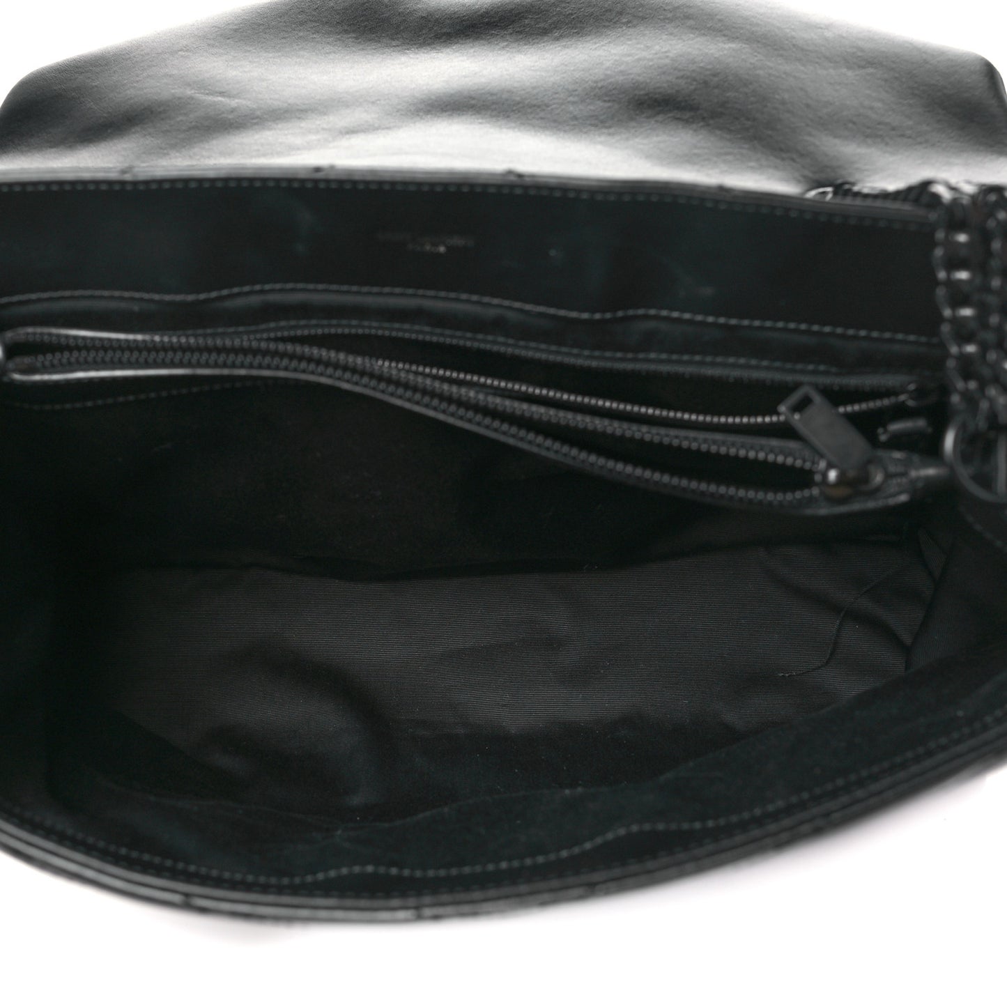 Calfskin Y Quilted Monogram Monochrome Large Loulou Chain Satchel Black