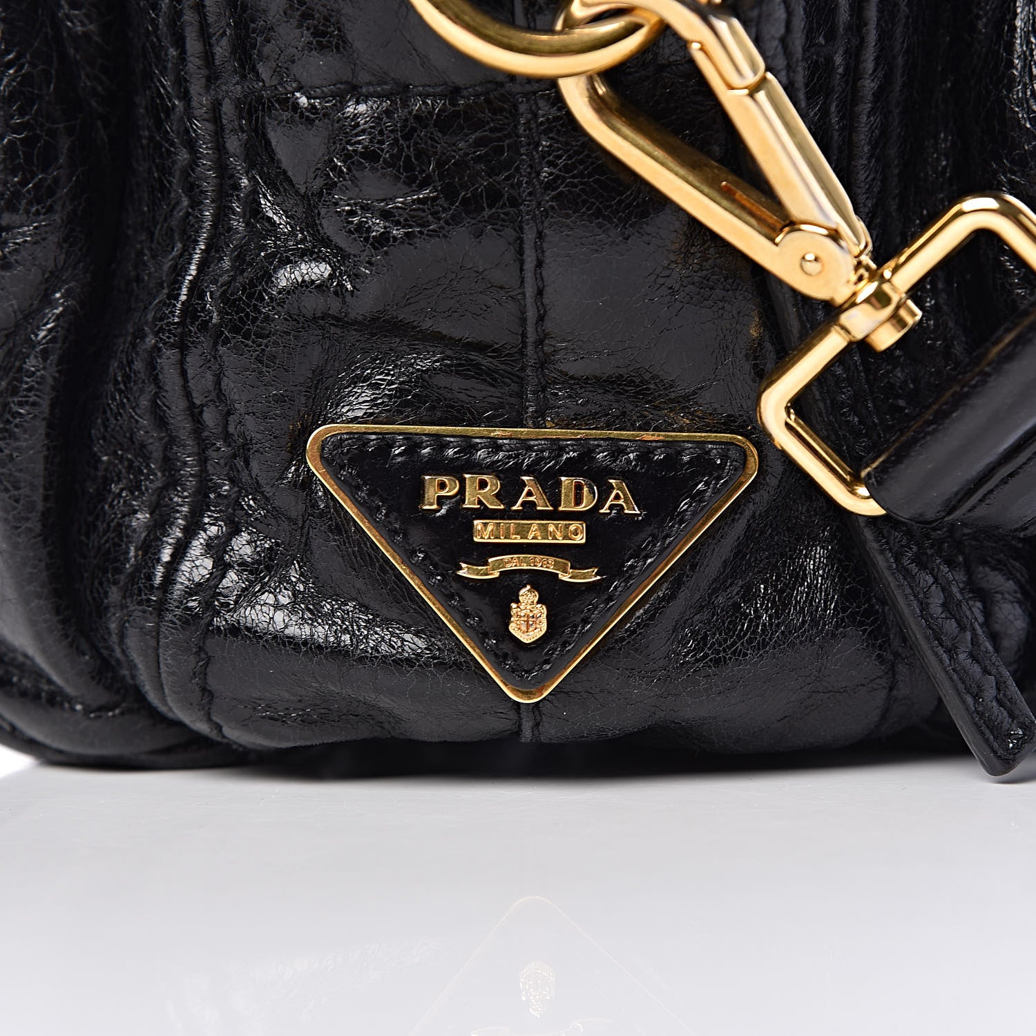 Prada Vitello Shine Bauletto Black 10 of 11