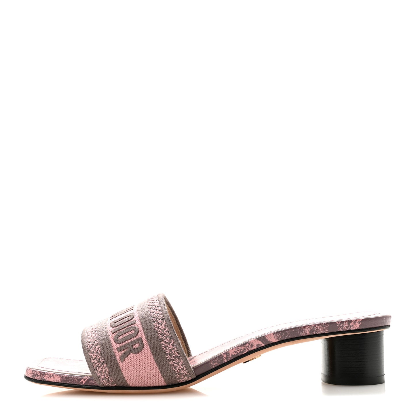 Canvas Toile De Jouy Embroidered Dway 35mm Slide Sandals 38.5 Quartz Grey