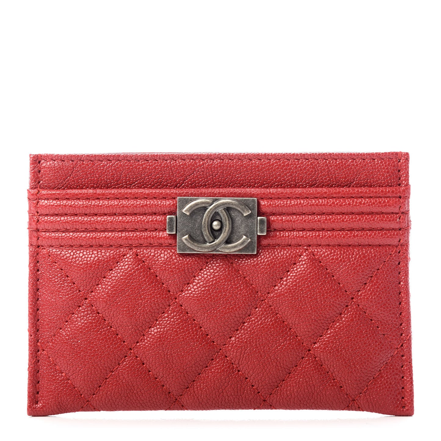 Caviar Quilted Boy Card Holder Red