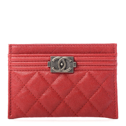 Chanel Caviar Quilted Boy Card Holder Red 1 of 9