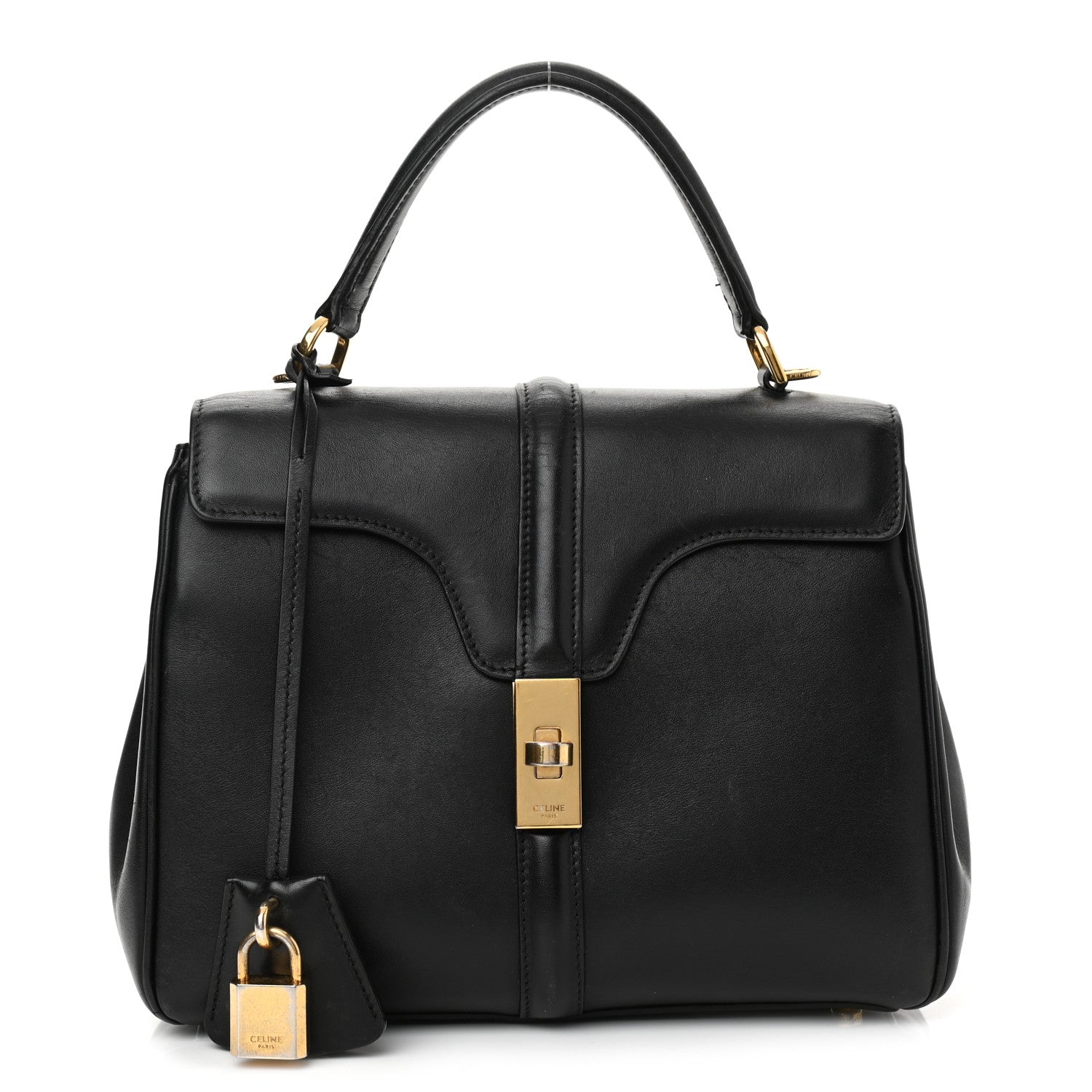 Celine Satinated Calfskin Small 16 Top Handle Bag Black 1 of 16