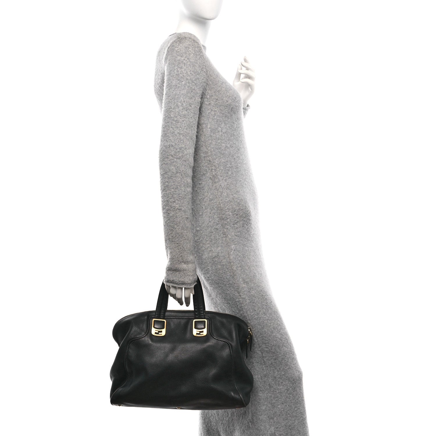 Fendi Vitello Dolce Marmol Large Chameleon Tote Black 2 of 10