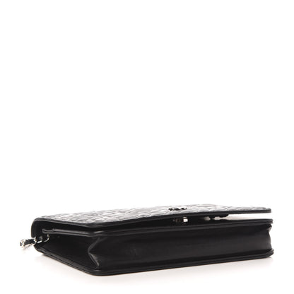 Chanel Goatskin Camellia Embossed Wallet on Chain WOC Black 4 of 10