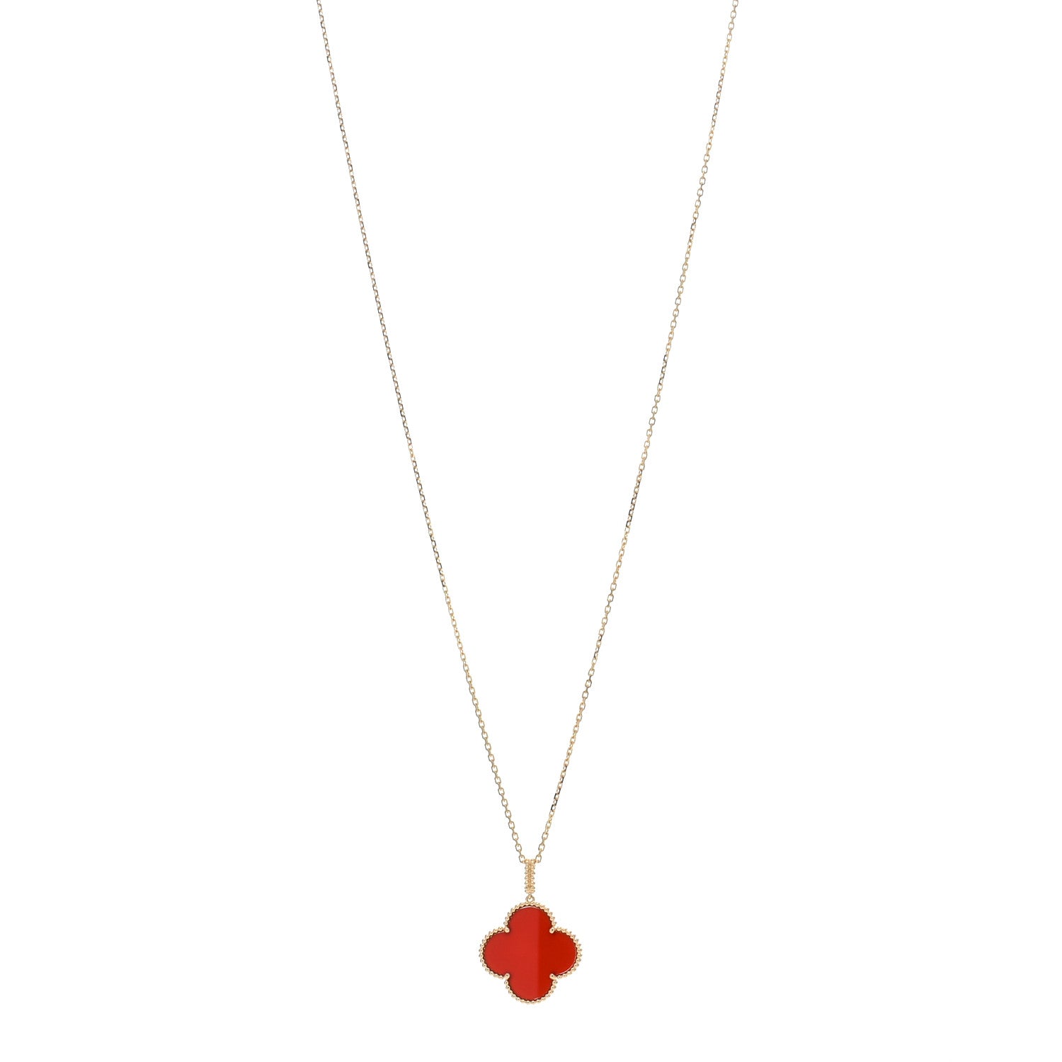 Van Cleef & Arpels 18K Yellow Gold Carnelian Magic Alhambra Long Necklace 1 of 5
