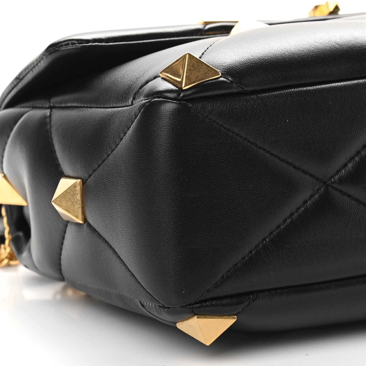 Valentino Garavani Nappa Large Roman Stud Shoulder Bag Black 7 of 8