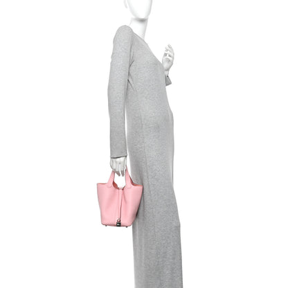 Hermes Taurillon Clemence Picotin Lock 18 PM Rose Sakura 2 of 12