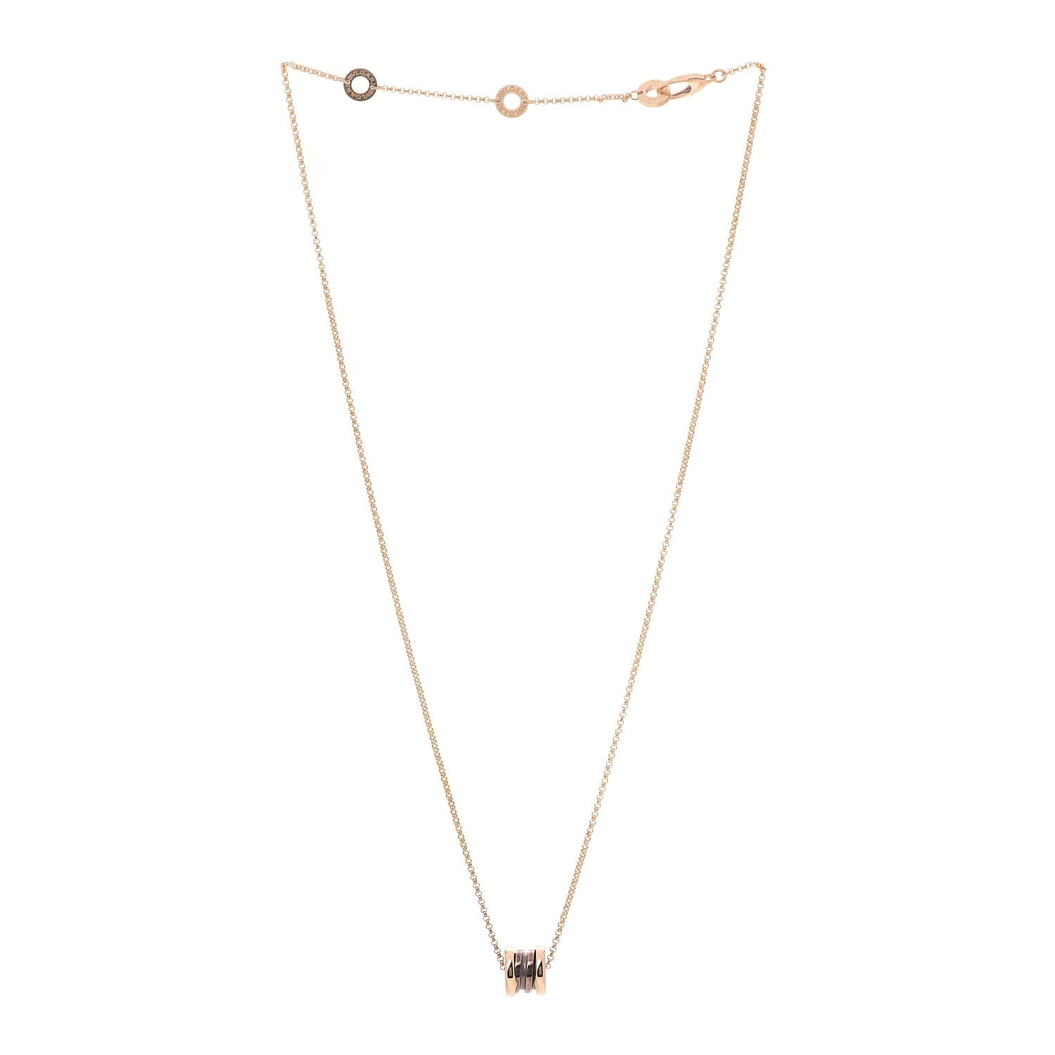 Bulgari 18K Rose Gold Cermet Small B.Zero1 Pendant Necklace 3 of 9