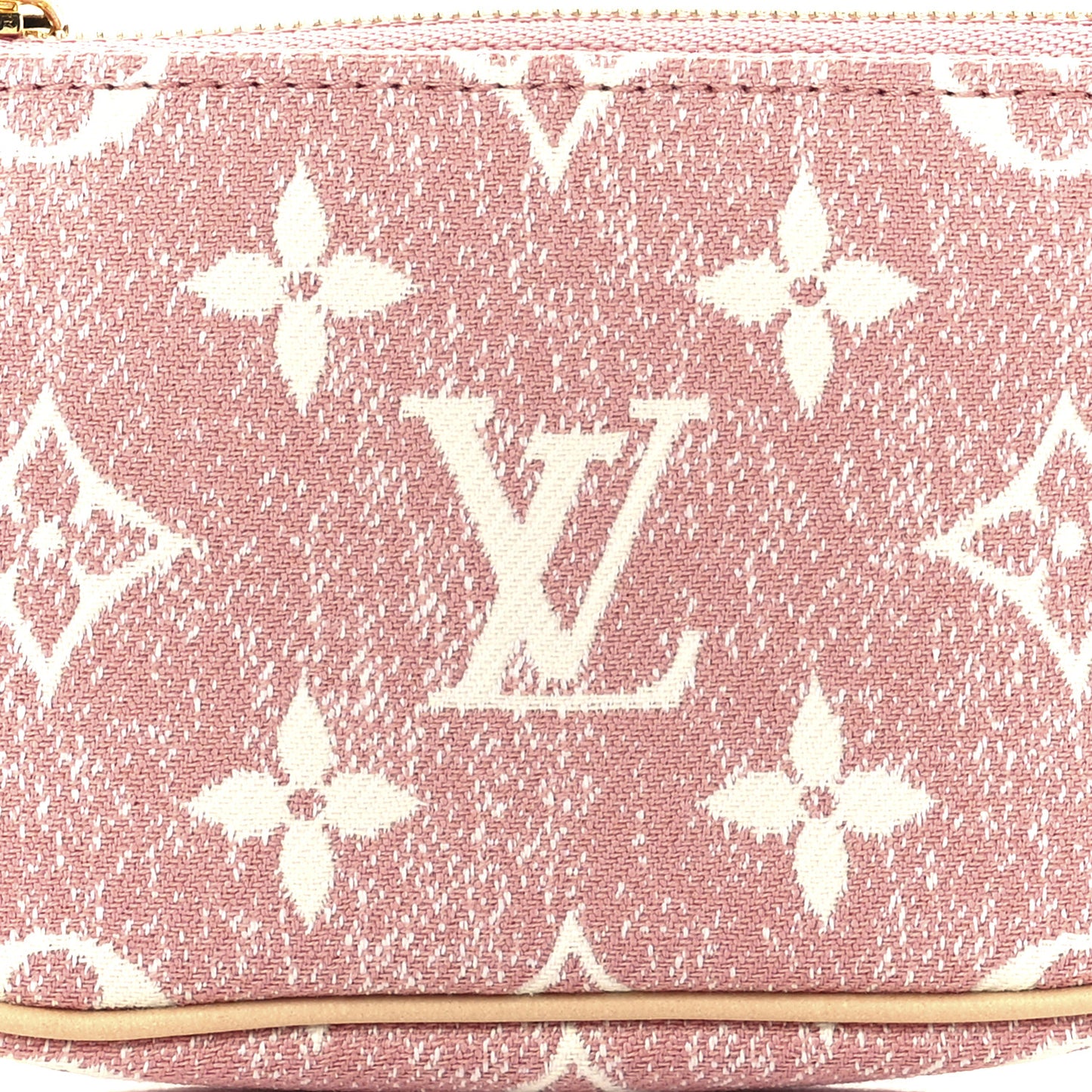 Denim Jacquard Monogram Micro Pochette Accessories Rose