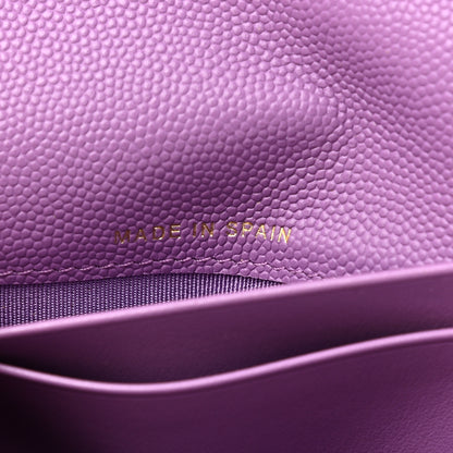 Chanel Caviar Quilted Medium Gusset Flap Wallet Purple 7 of 9