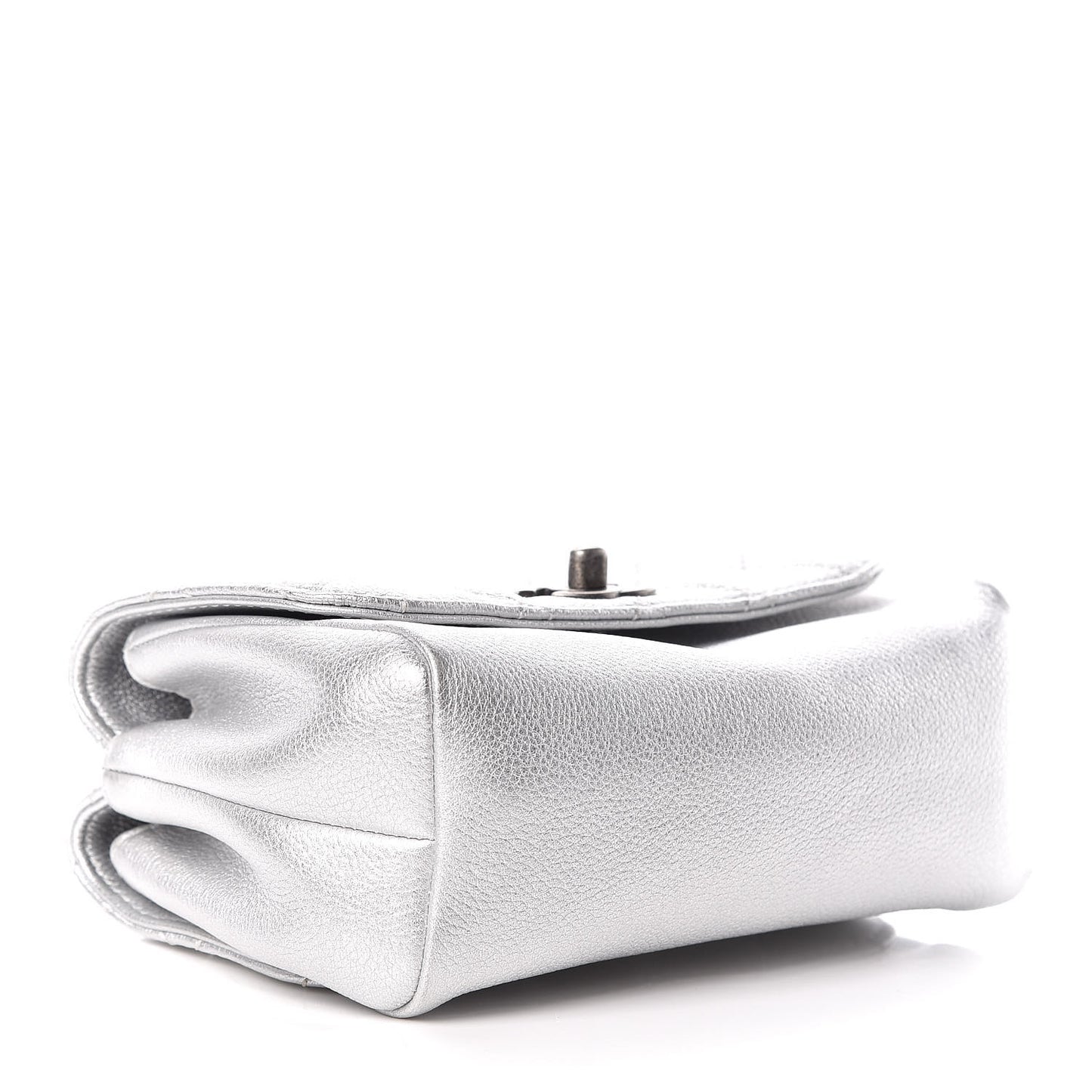 Metallic Calfskin Quilted Small Pilot Essentials Flap Silver