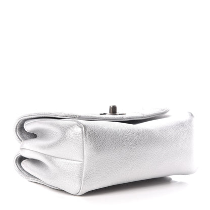 Chanel Metallic Calfskin Quilted Small Pilot Essentials Flap Silver 4 of 10