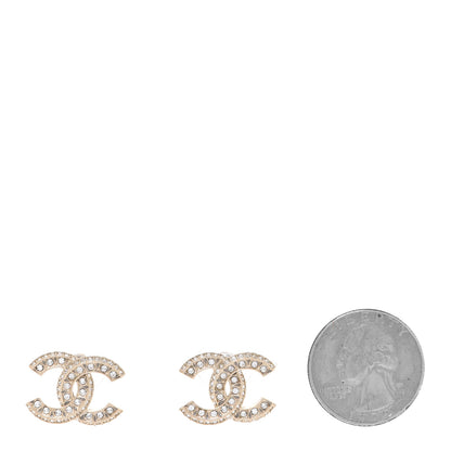 Chanel Crystal Timeless CC Earrings Light Gold 2 of 5