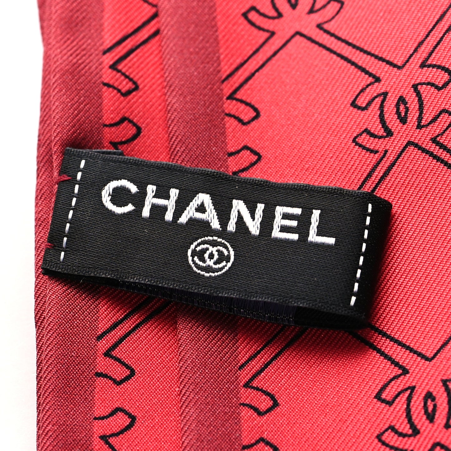 Silk CC Lucky Symbols Slim Bandeau Scarf Red Multicolor