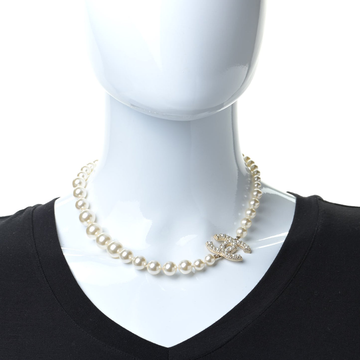 Pearl CC 100th Anniversary Necklace Light Gold