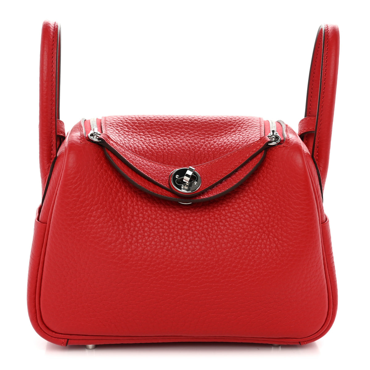 Hermes Taurillon Clemence Mini Lindy 20 Rouge Radieux 1 of 11