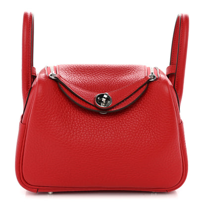 Hermes Taurillon Clemence Mini Lindy 20 Rouge Radieux 1 of 11