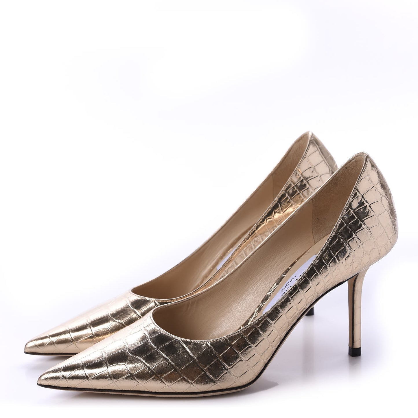 Metallic Crocodile Embossed Calfskin Love 85 Pump 37.5 Gold