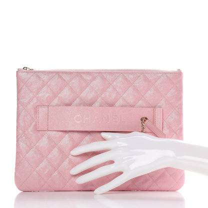 Chanel Iridescent Caviar Medium Night by the C Pouch Clutch Rose Pink 2 of 8
