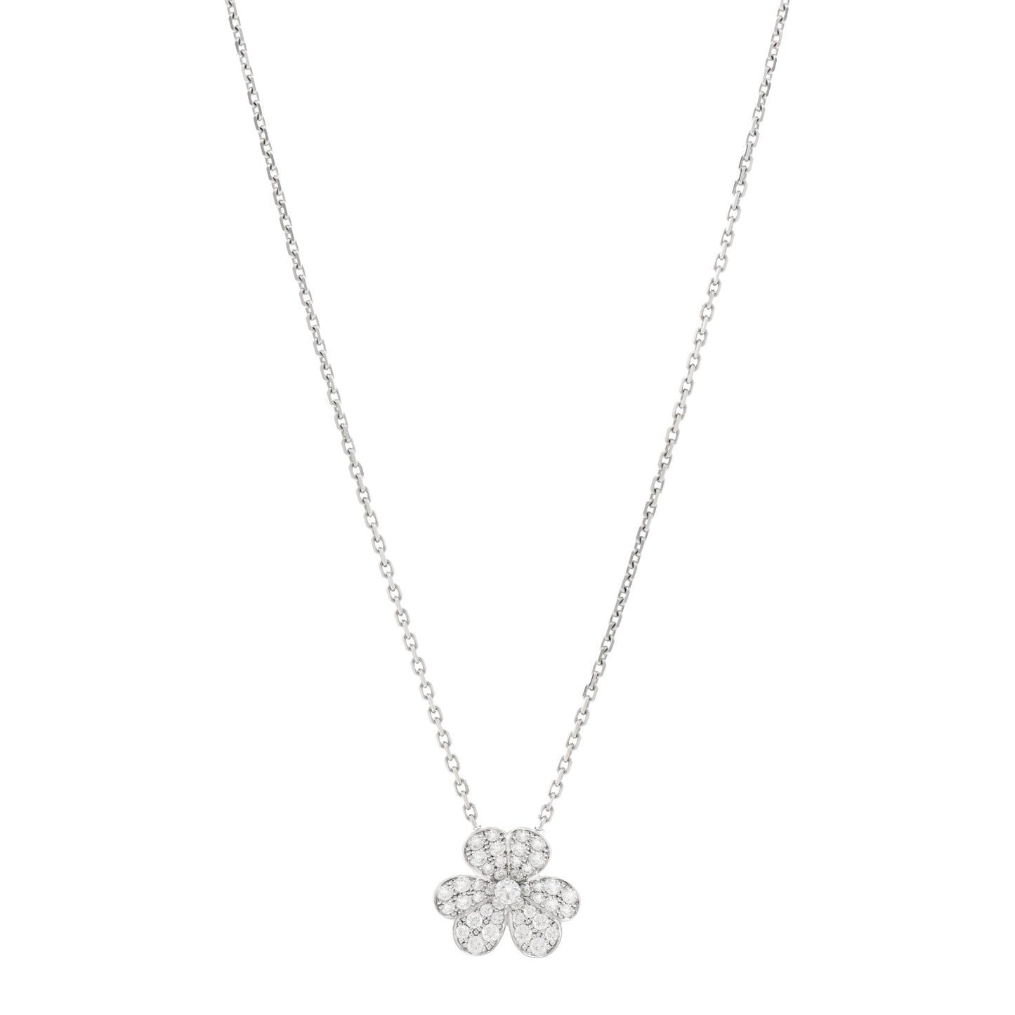 18K White Gold Diamond Small Frivole Pendant Necklace