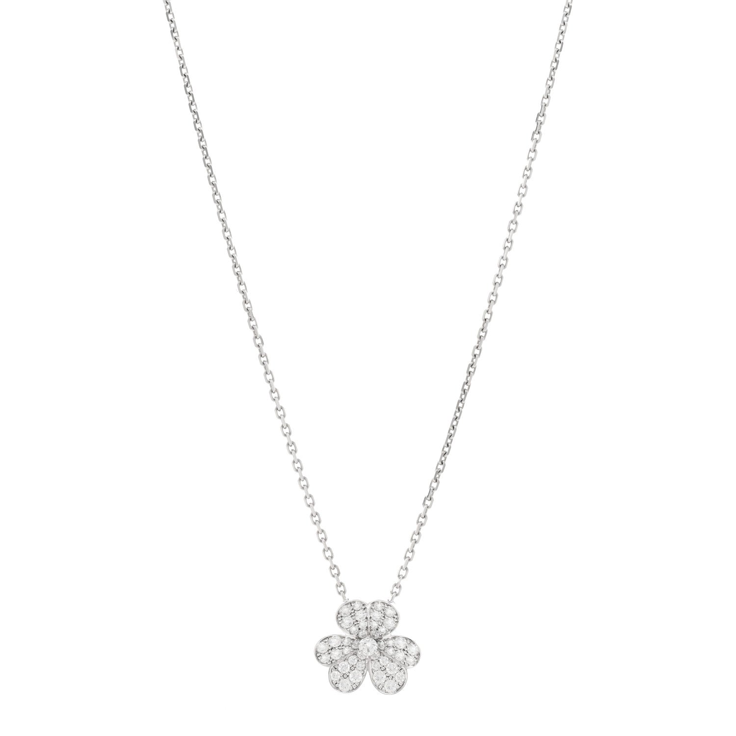 Van Cleef & Arpels 18K White Gold Diamond Small Frivole Pendant Necklace 1 of 5