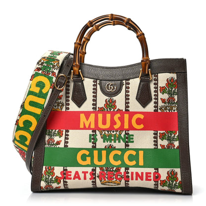 Gucci Canvas Calfskin Medium Gucci 100 Music Is Mine Diana Tote Bag New Acero 1 of 10