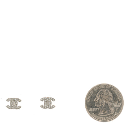 Chanel Crystal Mini CC Earrings Silver 2 of 4