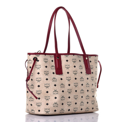 MCM Visetos Medium Liz Reversible Shopper Tote Beige Red 4 of 14