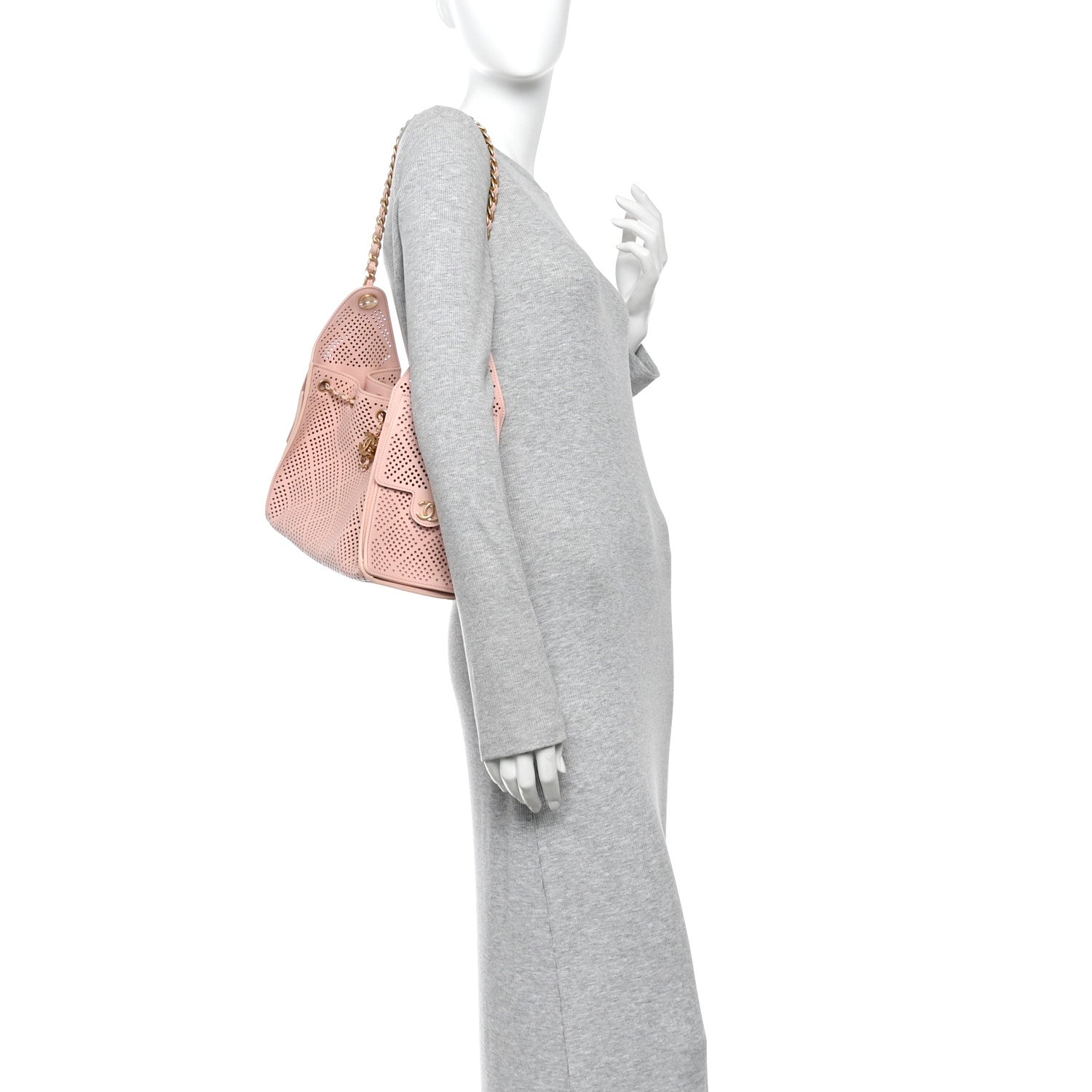 Chanel Perforated Calfskin Small Chanel 25 Handbag Light Pink 2 of 11