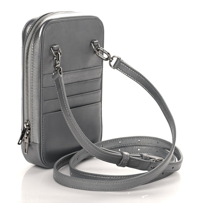 Balenciaga Metallic Nappa Calfskin Quilted Touch B Phone Holder Bag Silver 2 of 11