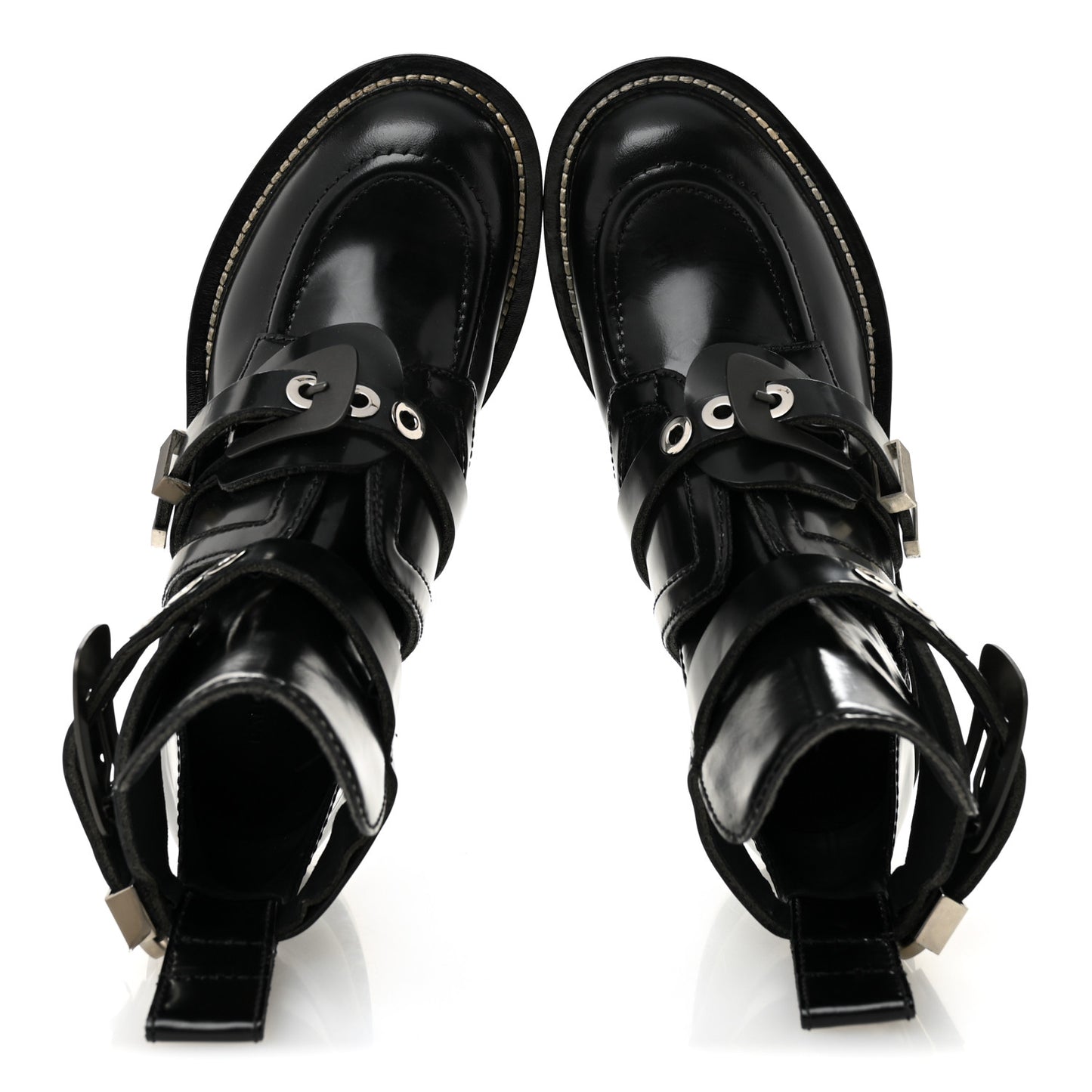 Brushed Calfskin Ceinture Ankle Boots 36.5 Black