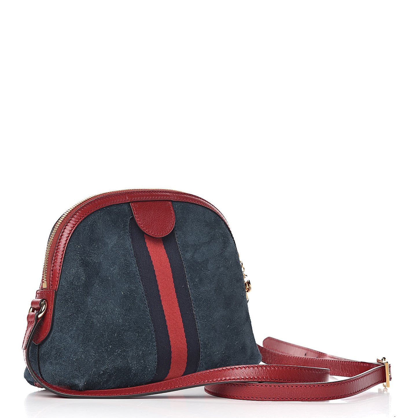 Suede Calfskin Web Small Ophidia Dome Shoulder Bag New Blue Romantic Cherry