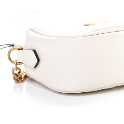 Gucci Calfskin Matelasse Small GG Marmont Chain Shoulder Bag White 8 of 10