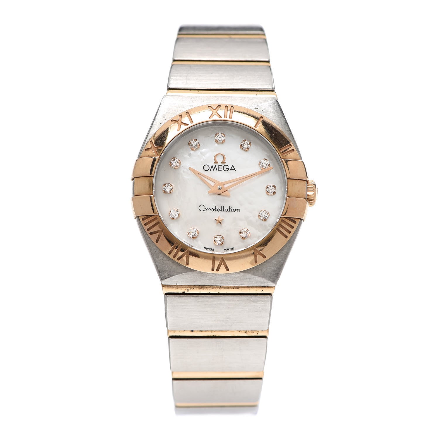 Omega Stainless Steel 18K Red Gold Diamond Mother of Pearl 24mm Constellation Quartz Watch 123.20.24.60.55.001 1 of 6