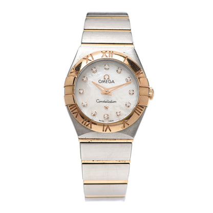 Omega Stainless Steel 18K Red Gold Diamond Mother of Pearl 24mm Constellation Quartz Watch 123.20.24.60.55.001 1 of 6