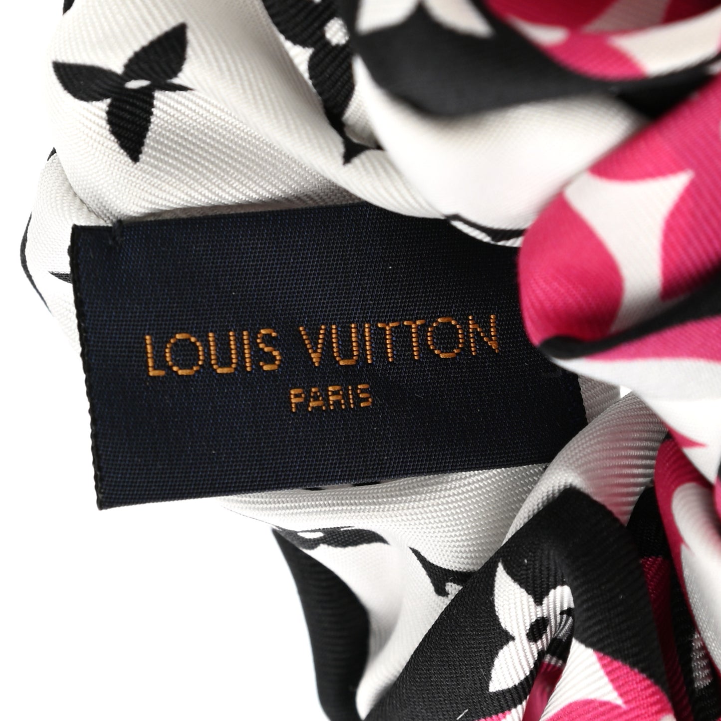 Silk Monogram Marbles Scrunchie Pink Black White