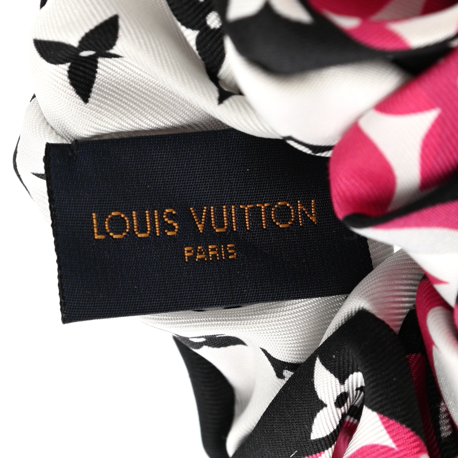 Louis Vuitton Silk Monogram Marbles Scrunchie Pink Black White 3 of 3