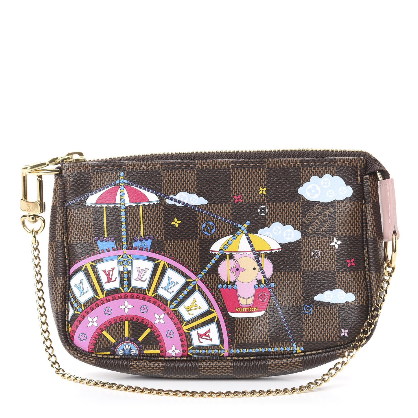Damier Ebene 2020 Christmas Animation Big Wheel Mini Pochette Accessories Rose Ballerine