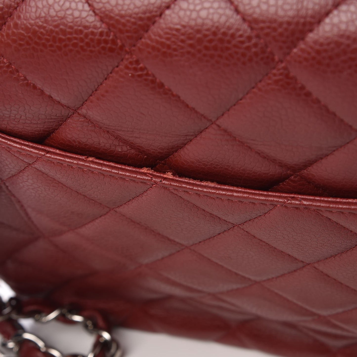 Caviar Quilted Jumbo Double Flap Burgundy