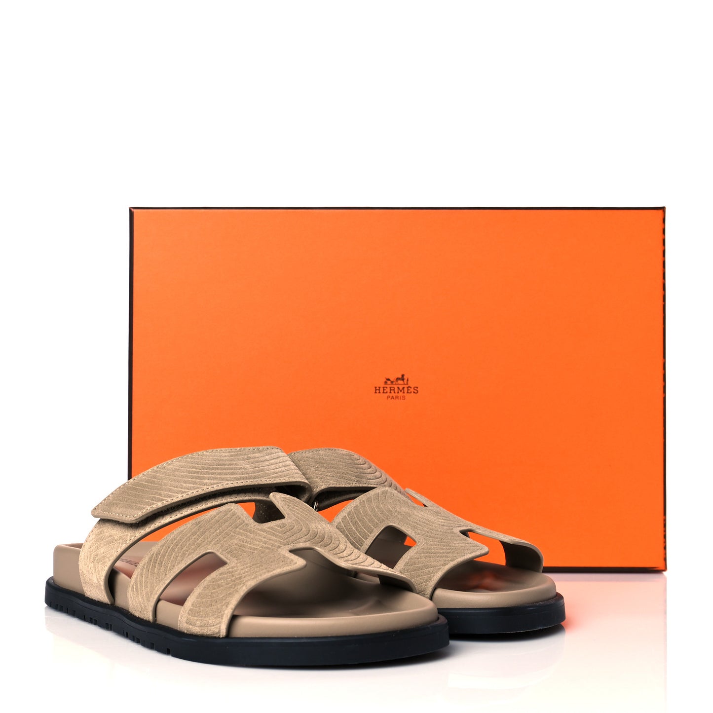 Suede Goatskin Chaine d'Ancre Womens Chypre Sandals 37 Beige Sable