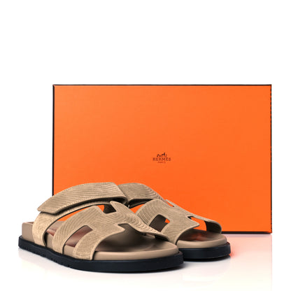 Hermes Suede Goatskin Chaine d'Ancre Womens Chypre Sandals 37 Beige Sable 9 of 9