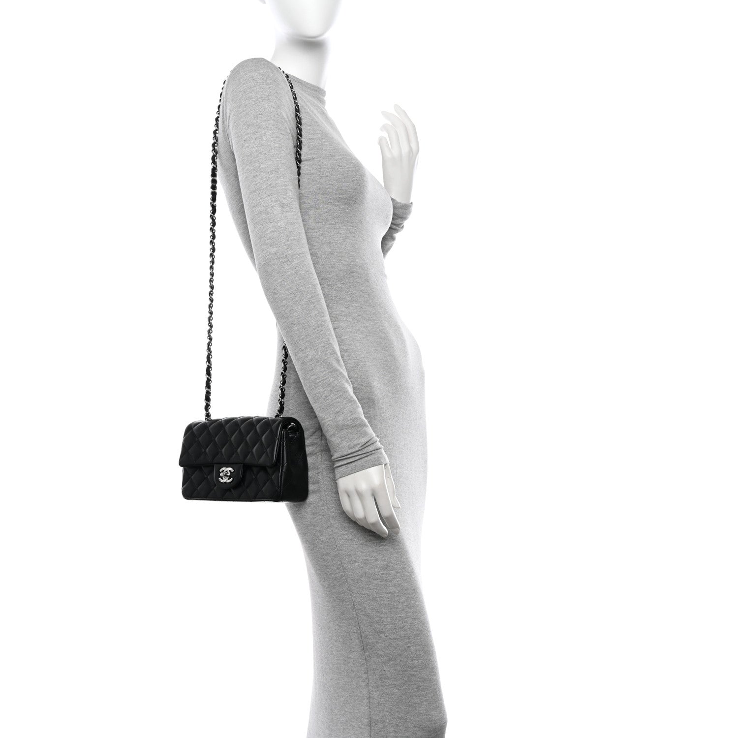 Chanel Lambskin Quilted Mini Rectangular Flap Black 2 of 10