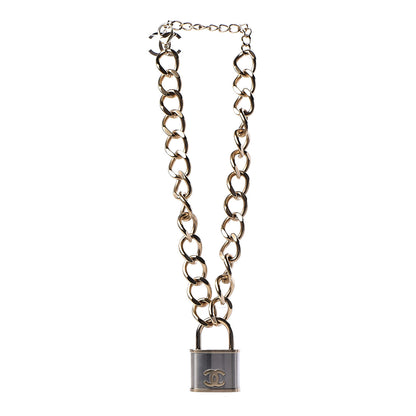 Chanel CC Oversized Padlock Necklace Gold Silver 3 of 6