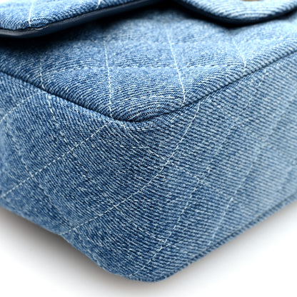 Chanel Washed Denim Quilted Mini Rectangular Flap Blue 8 of 9